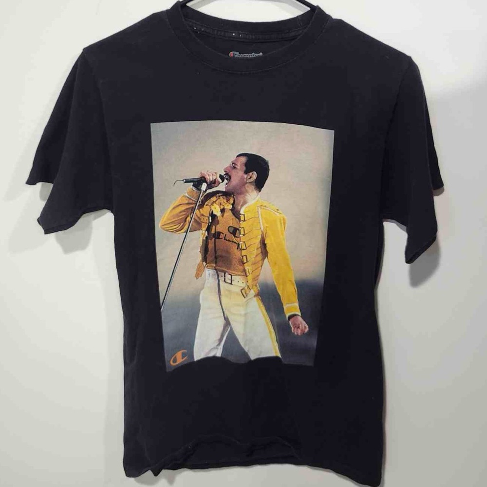 Champion x Queen Collaboration Tee featuring icon Freddie Mercury